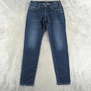 Silver Jeans Womens 26x29 Blue Dark Wash Faded Boyfriend Relaxed Stretch Denim